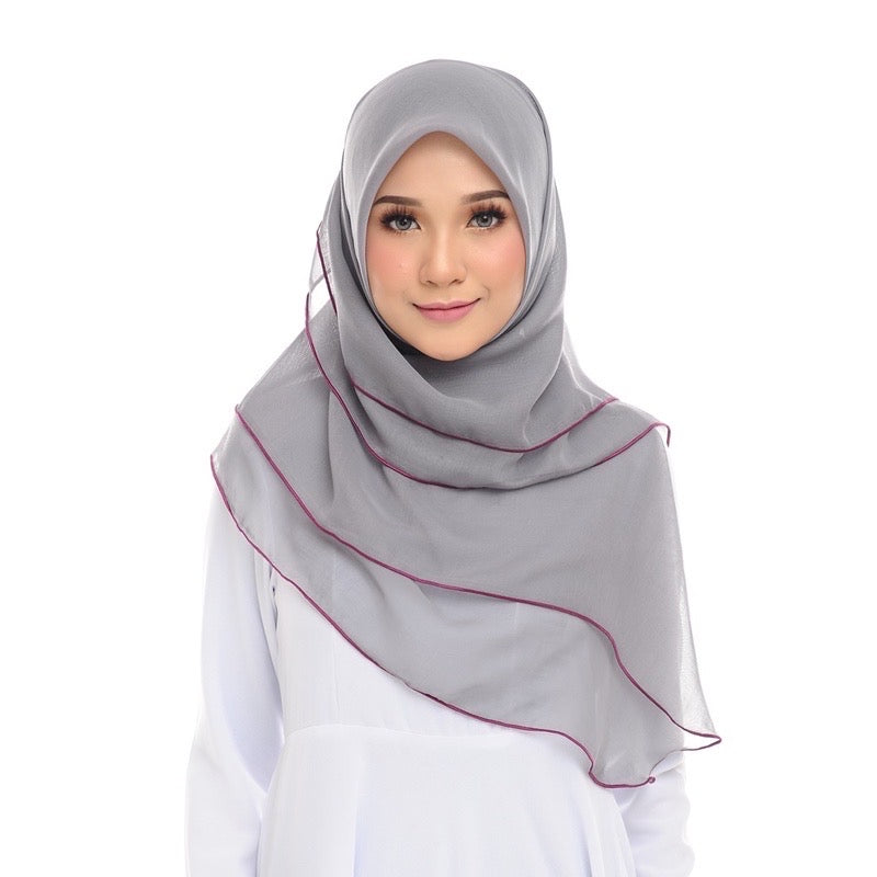 Tudung Bawal Maira Ruffle - Grey