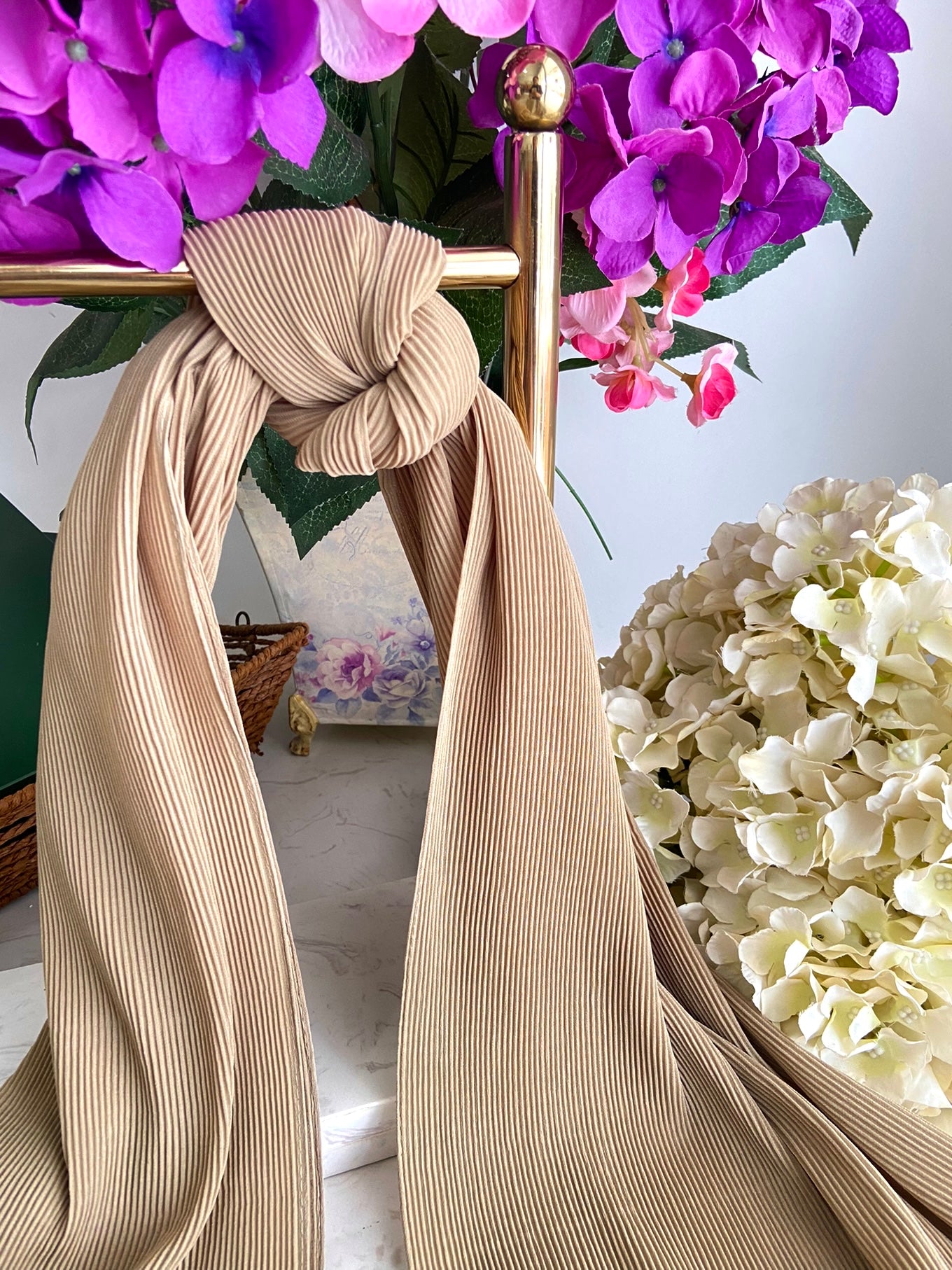 Leia Pleated Shawl - 37 Leek Green