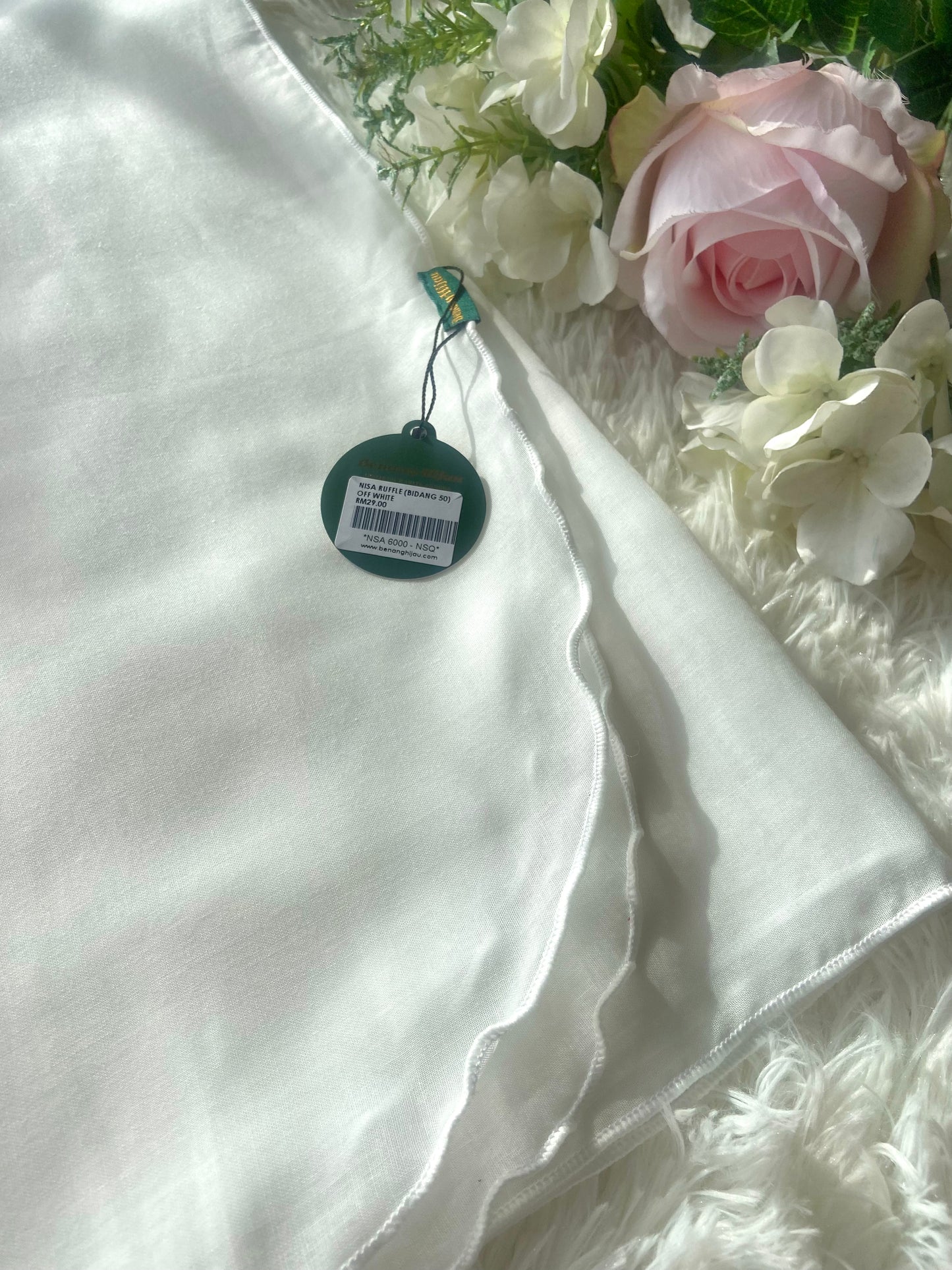 Tudung Bawal Nisa Ruffle - 10 Off White
