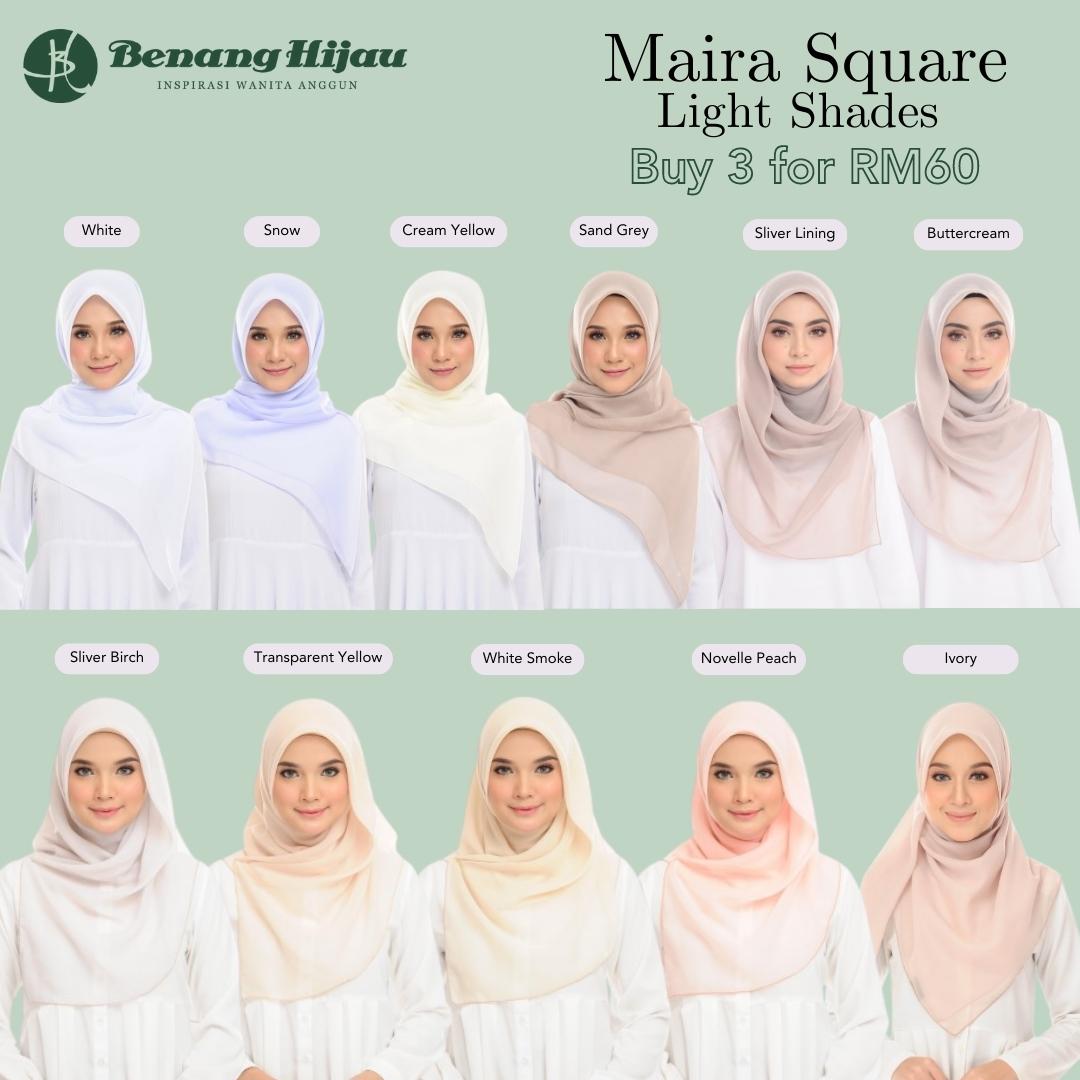 Tudung Bawal Maira Square- Light Shades