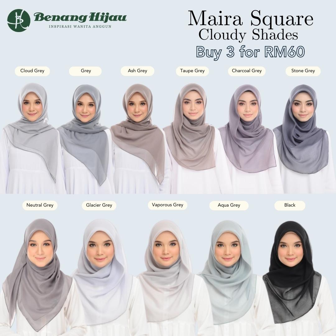 Tudung Bawal Maira Square - Cloudy Shades