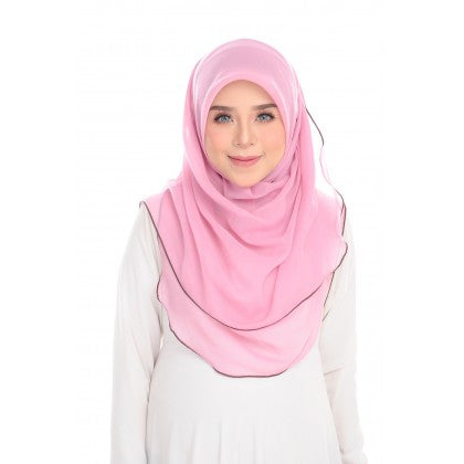 Tudung Bawal Maira Ruffle - Pinky Shades