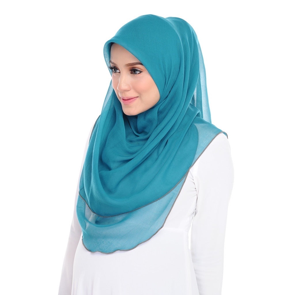 Tudung Bawal Maira Ruffle - Teal Green