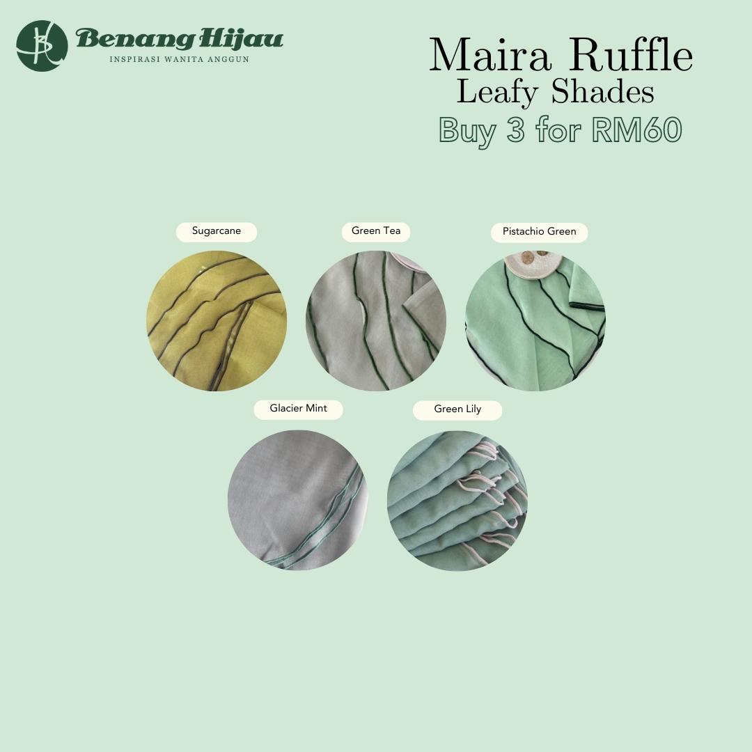 Tudung Bawal Maira Ruffle - Leafy Shades