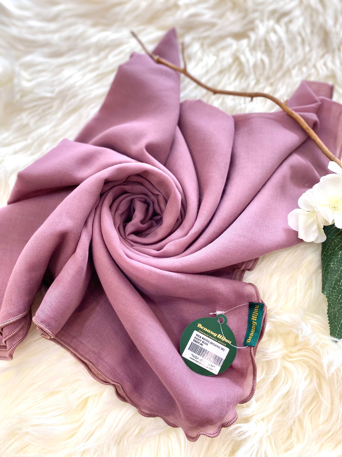 Tudung Bawal Nisa Ruffle - 48 Dusty Rose