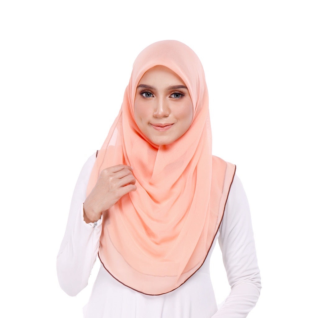Tudung Bawal Maira Ruffle - Peach Fuzz