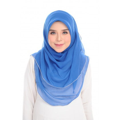 Tudung Bawal Maira Ruffle - Bluish Shades