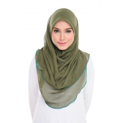 Tudung Bawal Maira Ruffle - Leafy Shades