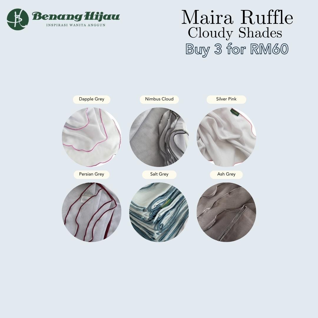 Tudung Bawal Maira Ruffle - Cloudy Shades