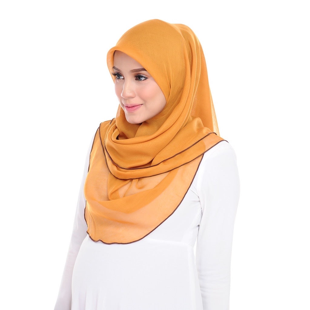 Tudung Bawal Maira Ruffle - Inca Gold