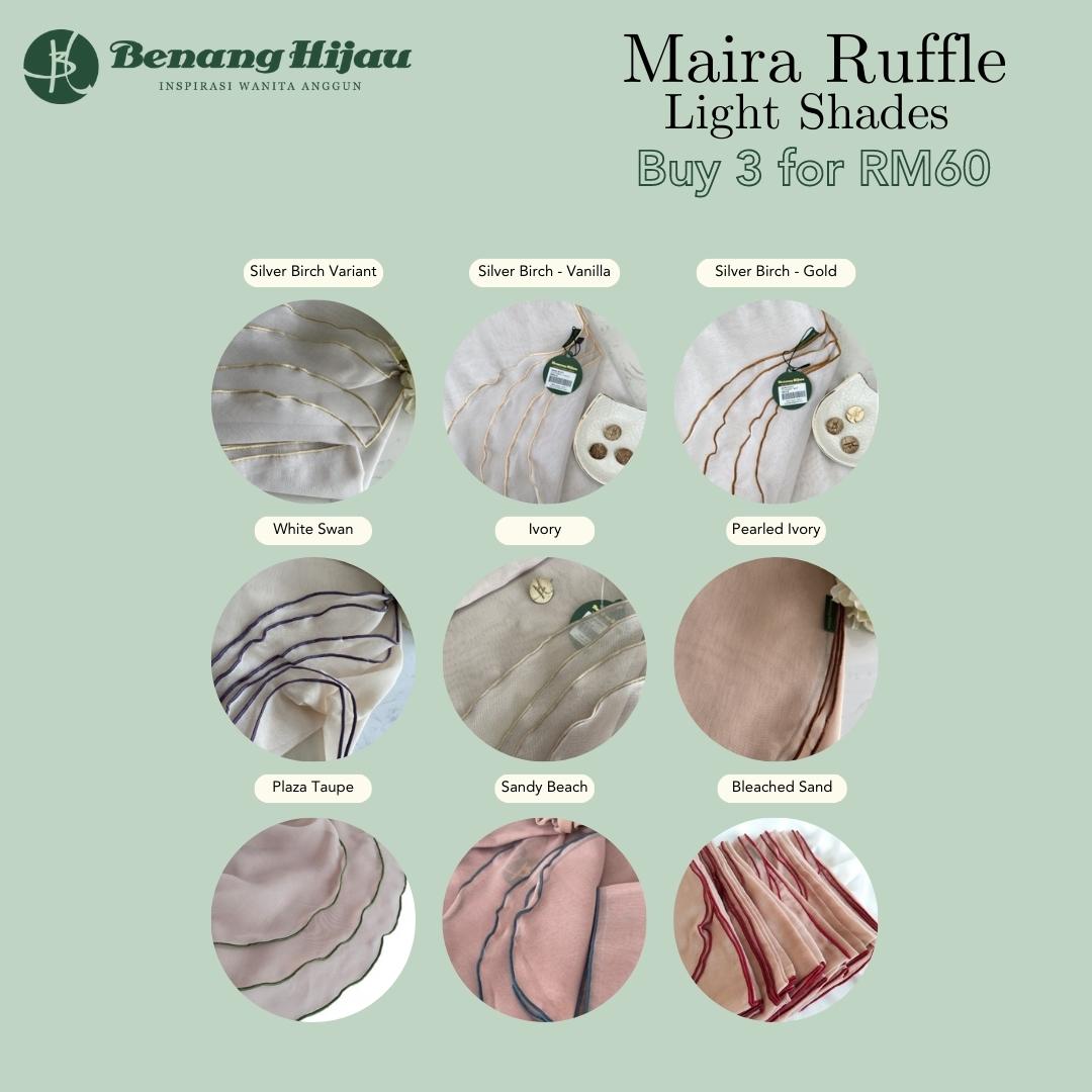 Tudung Bawal Maira Ruffle - Light Shades