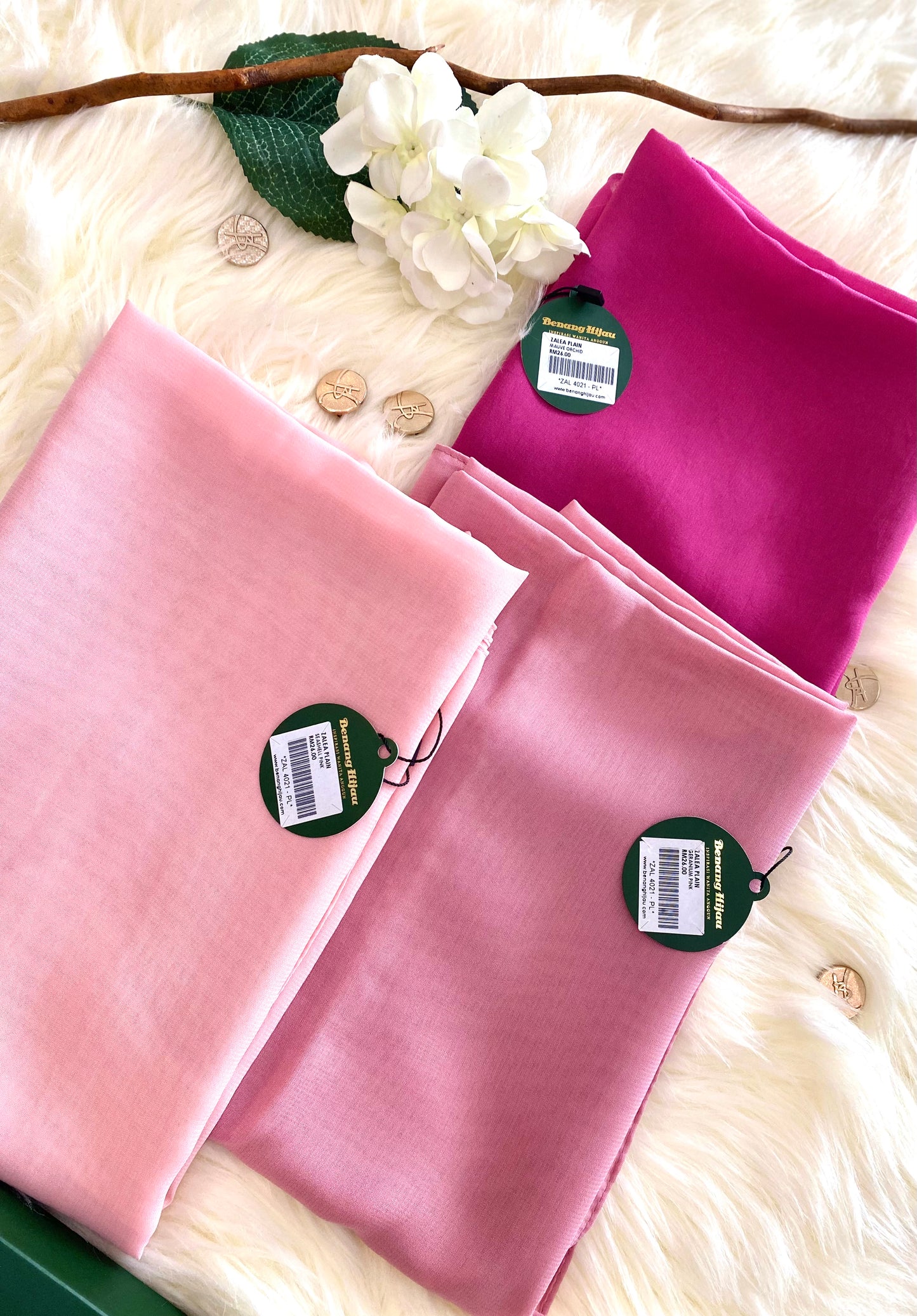 Tudung Bawal Zalea Square - 22 Seashell Pink