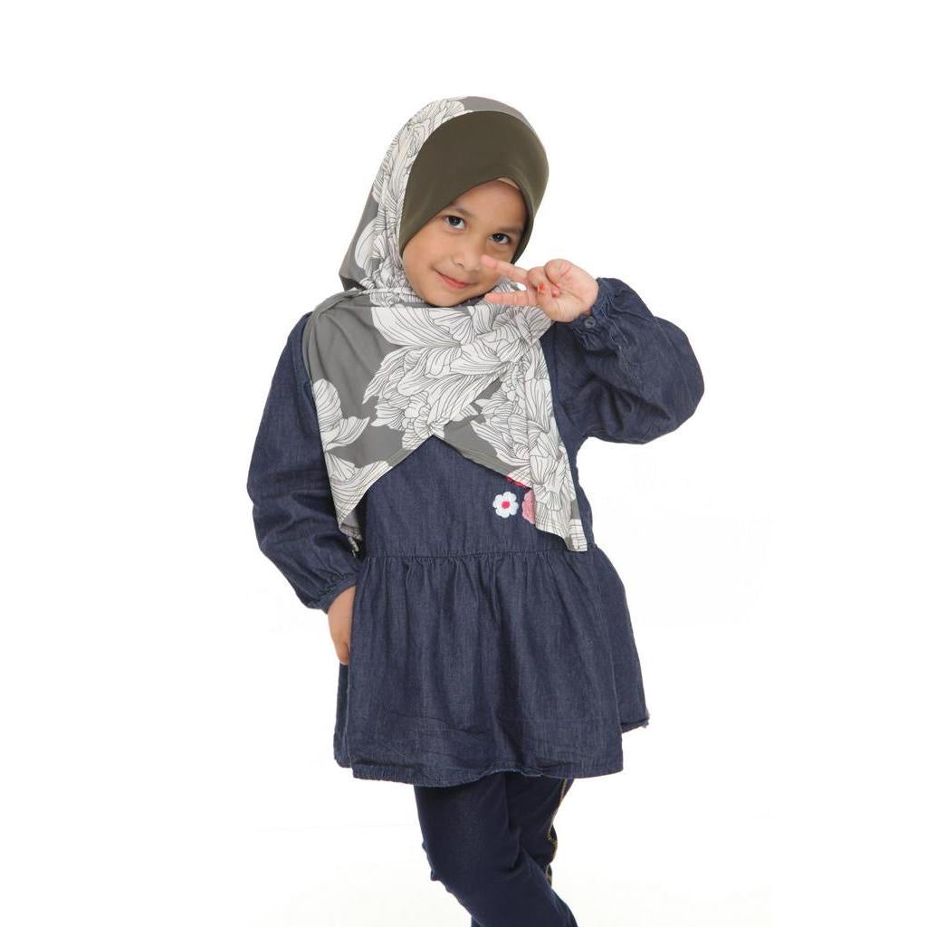 11 Tudung Instant Raisya Kids - Pine Carnation S