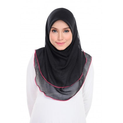 Tudung Bawal Maira Ruffle - Midnight Shades