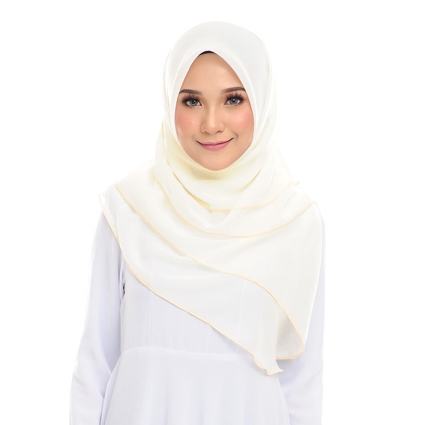 Tudung Bawal Maira Ruffle - Cream Yellow