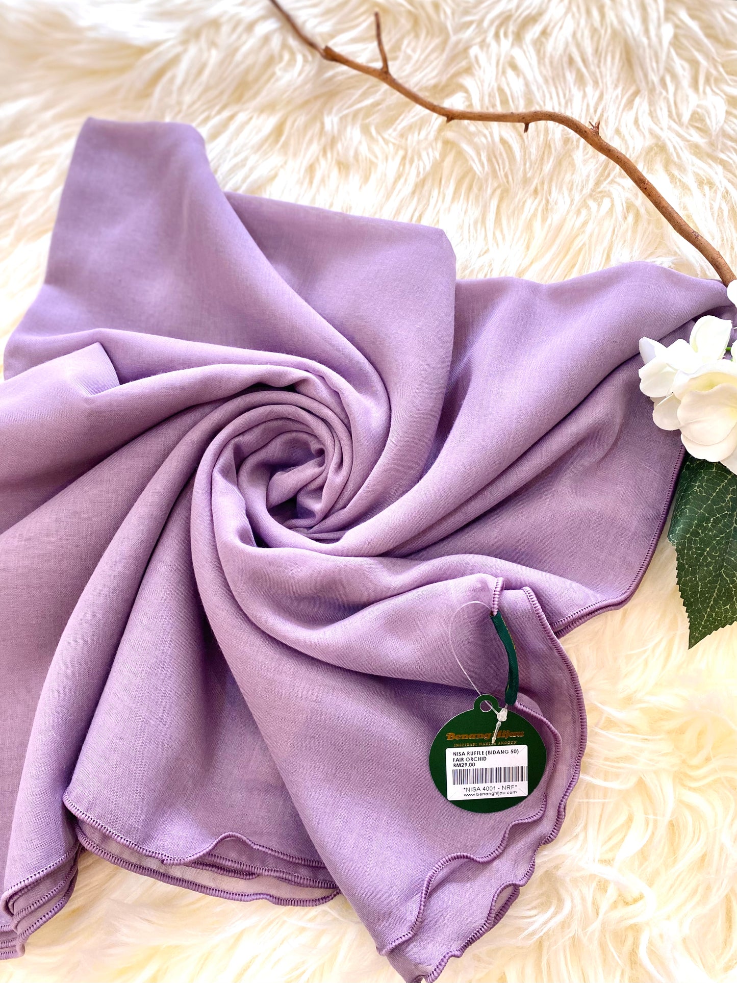 Tudung Bawal Nisa Ruffle - 54 Fair Orchid