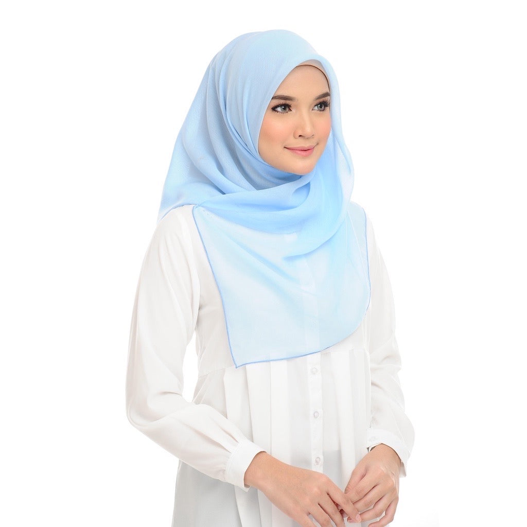 Tudung Bawal Maira Square - Crystal Blue