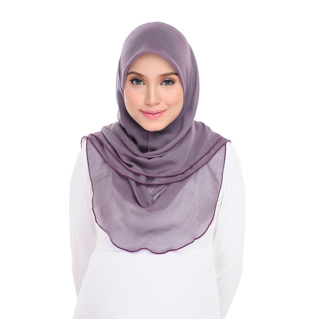Tudung Bawal Maira Ruffle - Grape