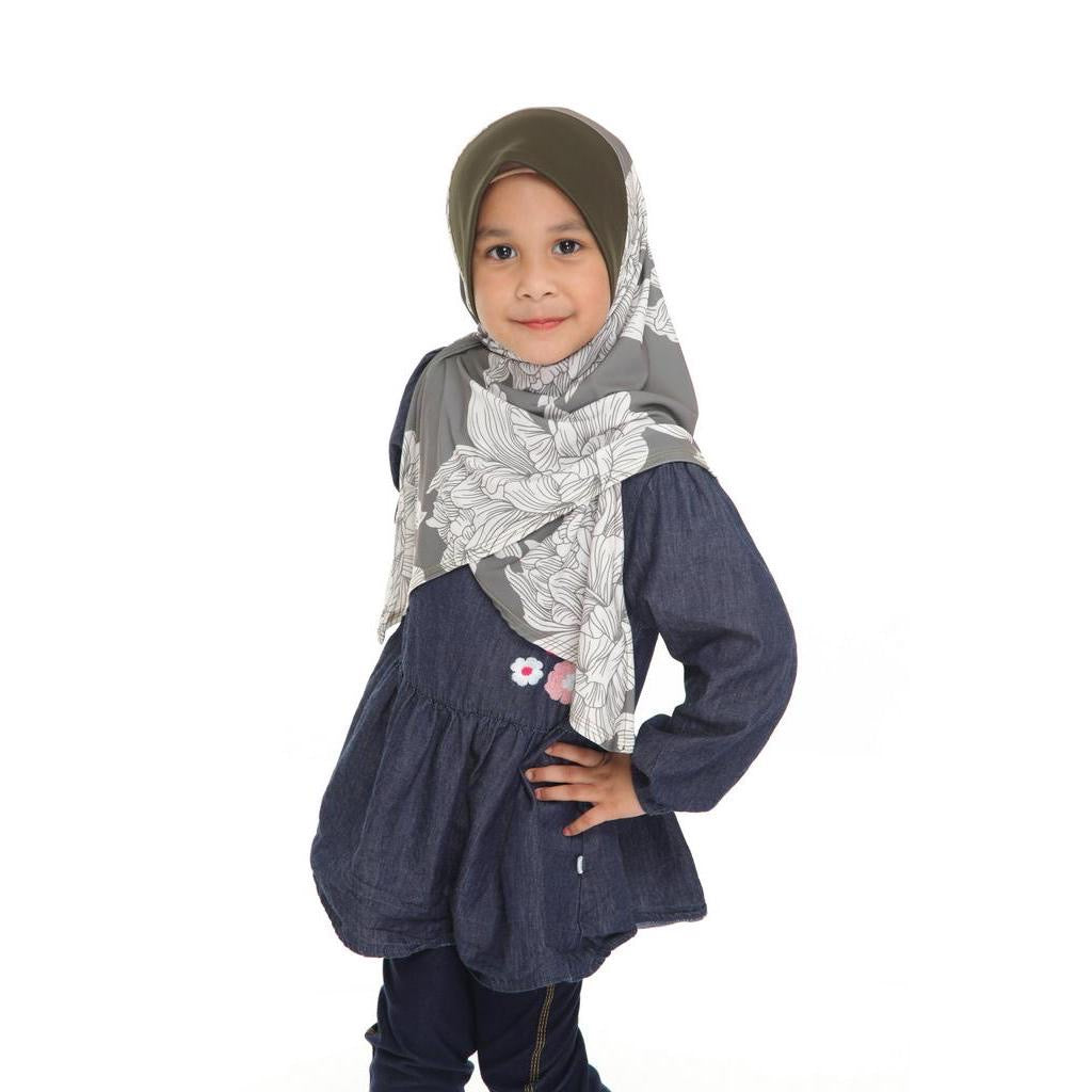 11 Tudung Instant Raisya Kids - Pine Carnation S