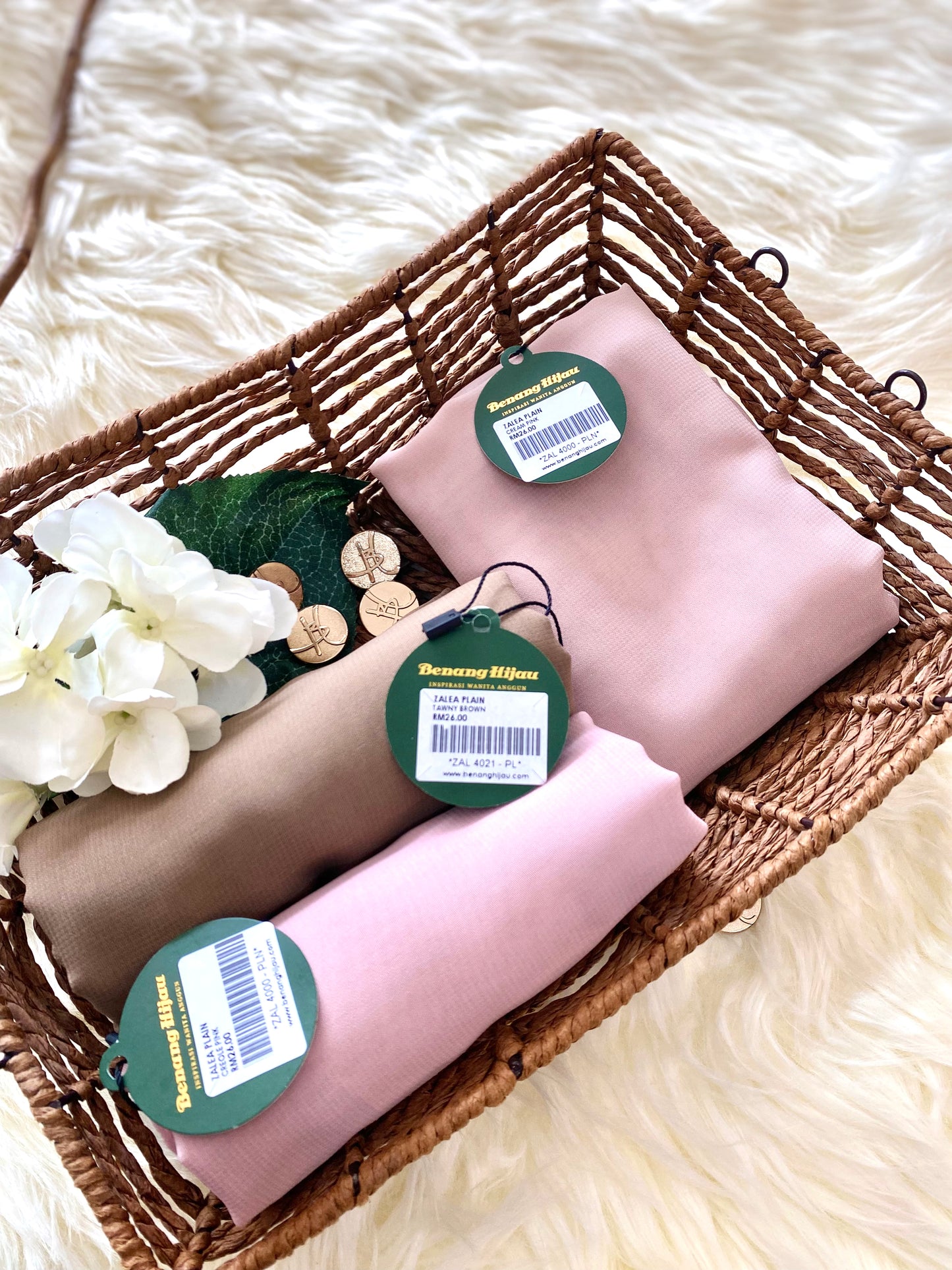 Tudung Bawal Zalea Square - Cream Pink