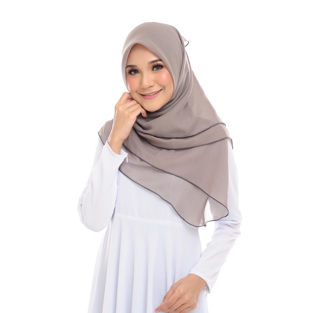 Tudung Bawal Maira Ruffle - Ash Grey