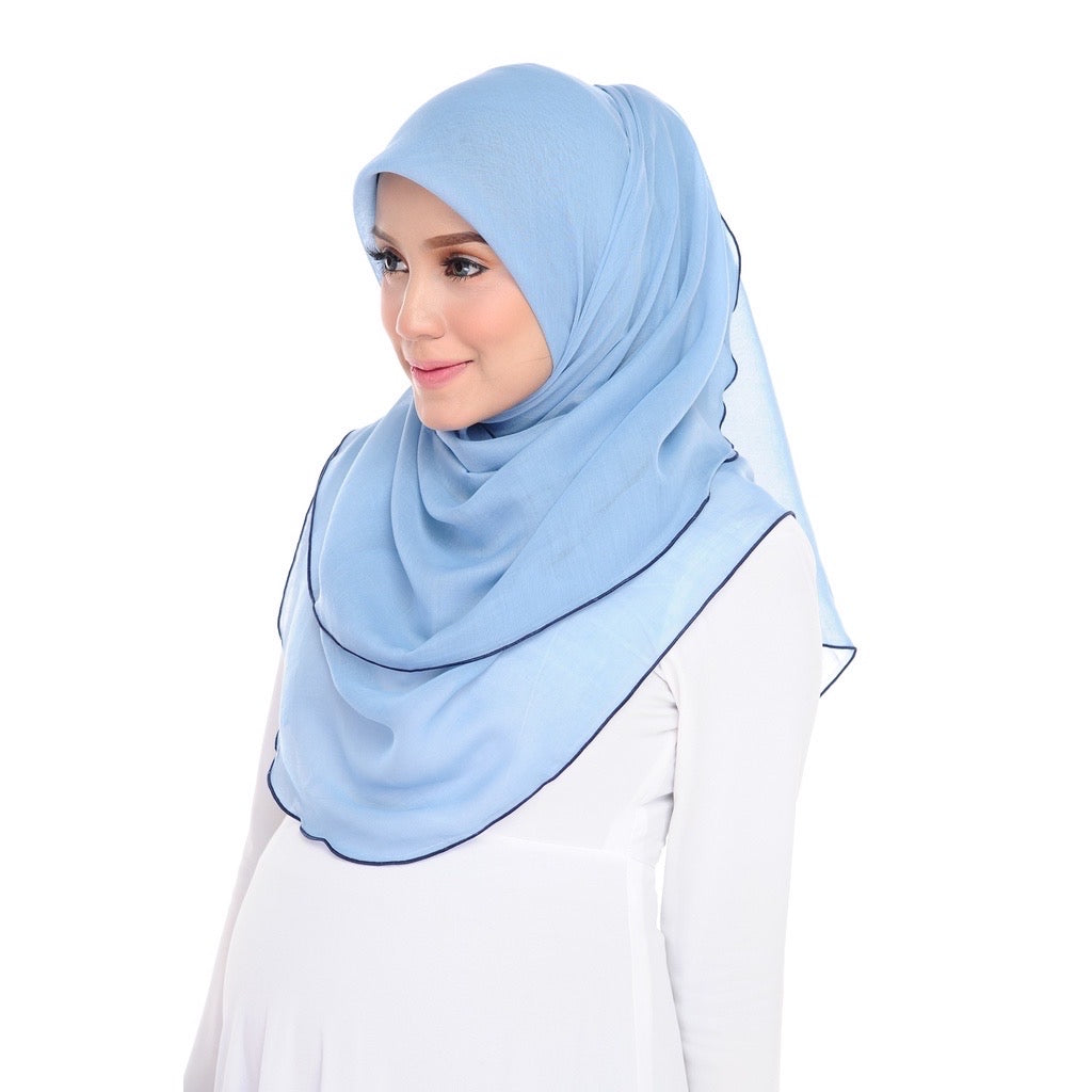 Tudung Bawal Maira Ruffle - Steel Blue