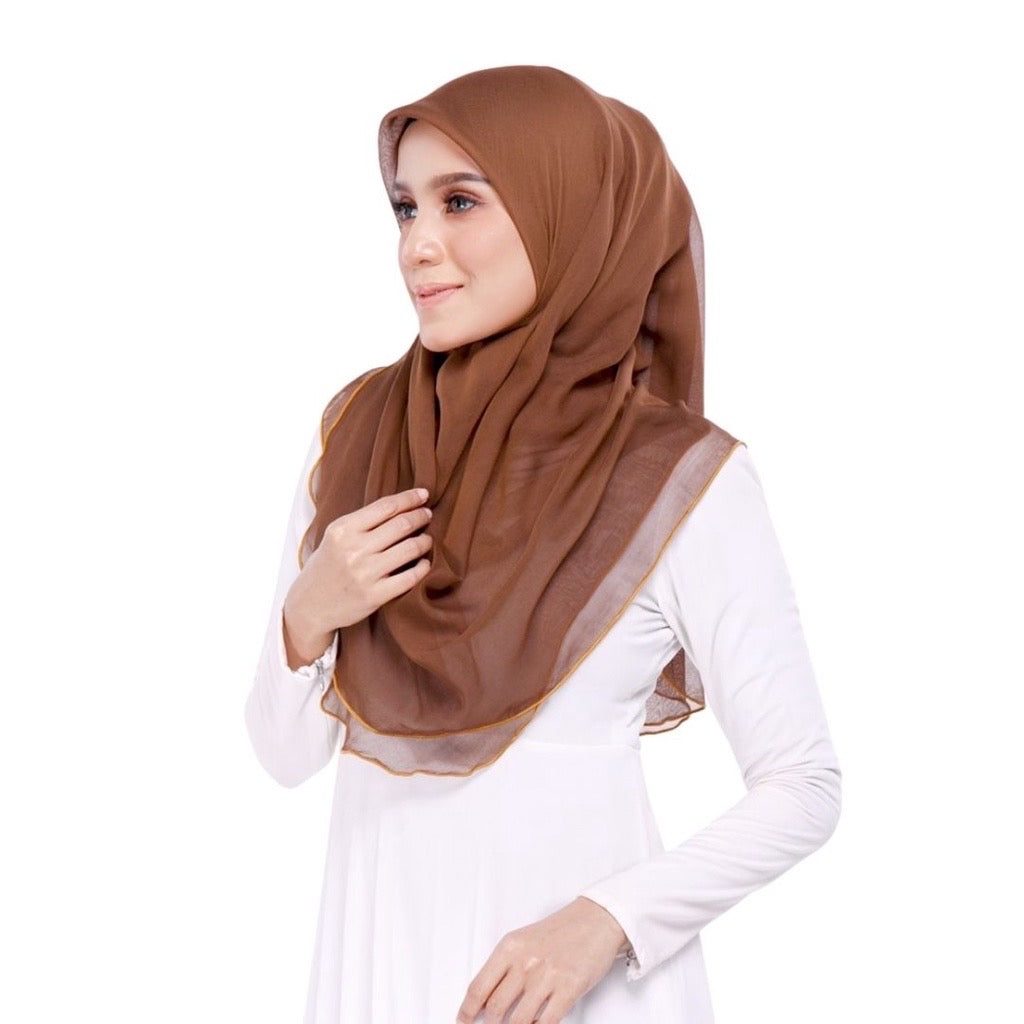 Tudung Bawal Maira Ruffle - Chocolate Chip