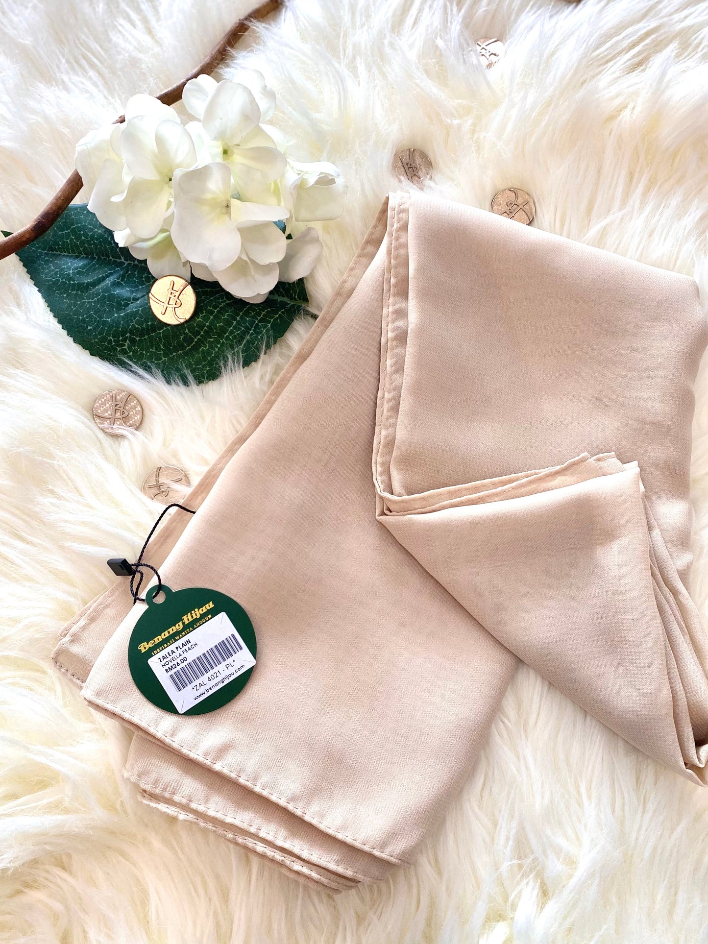 Tudung Bawal Zalea Square - 13 Novelle Peach