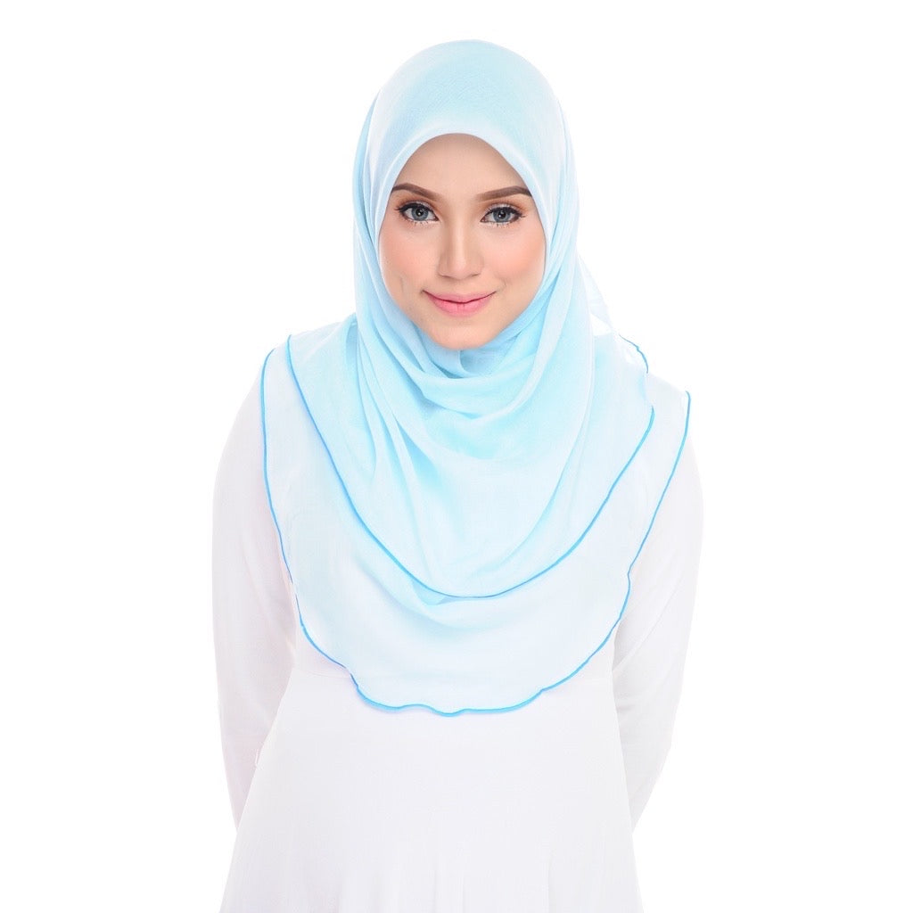 Tudung Bawal Maira Ruffle - Soft Blue