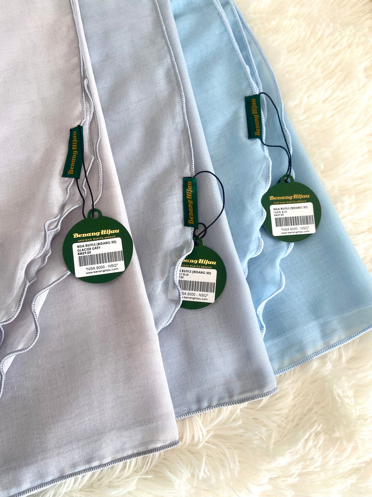 Tudung Bawal Nisa Ruffle - 95 Glacier Grey