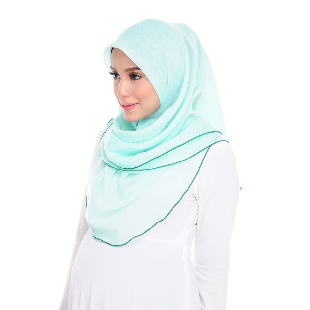 Tudung Bawal Maira Ruffle - Lucite Green