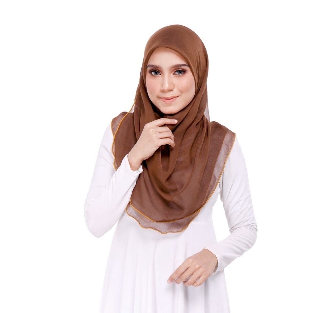 Tudung Bawal Maira Ruffle - Chocolate Chip