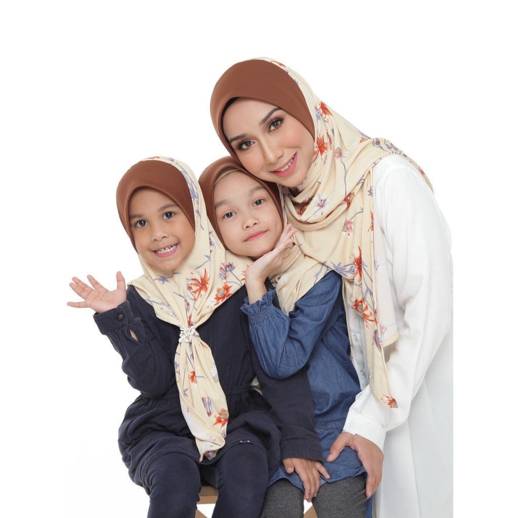 14 Tudung Instant Raisya Kids - Dusty Yellow S