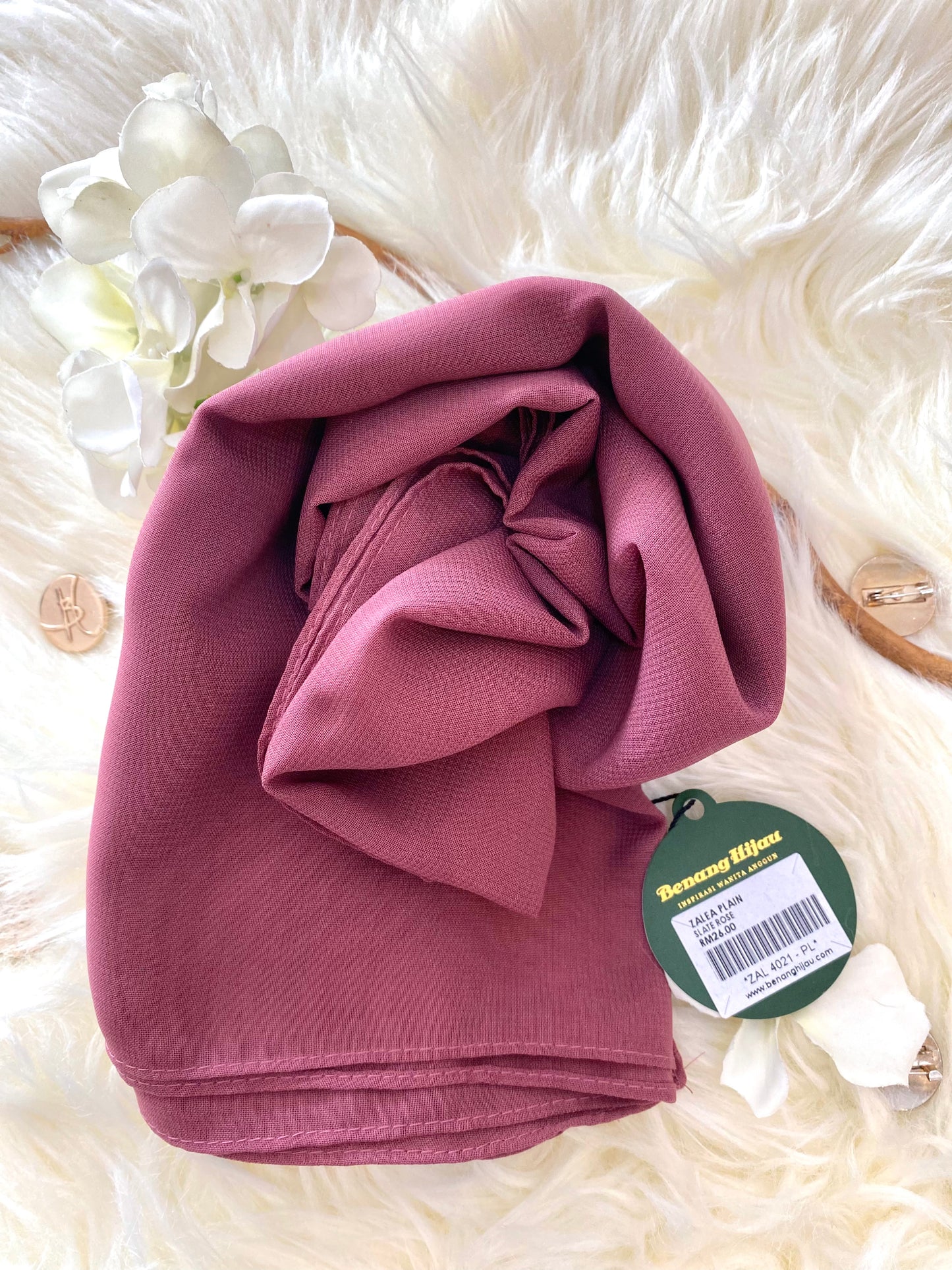 Tudung Bawal Zalea Square - 28 Slate Rose