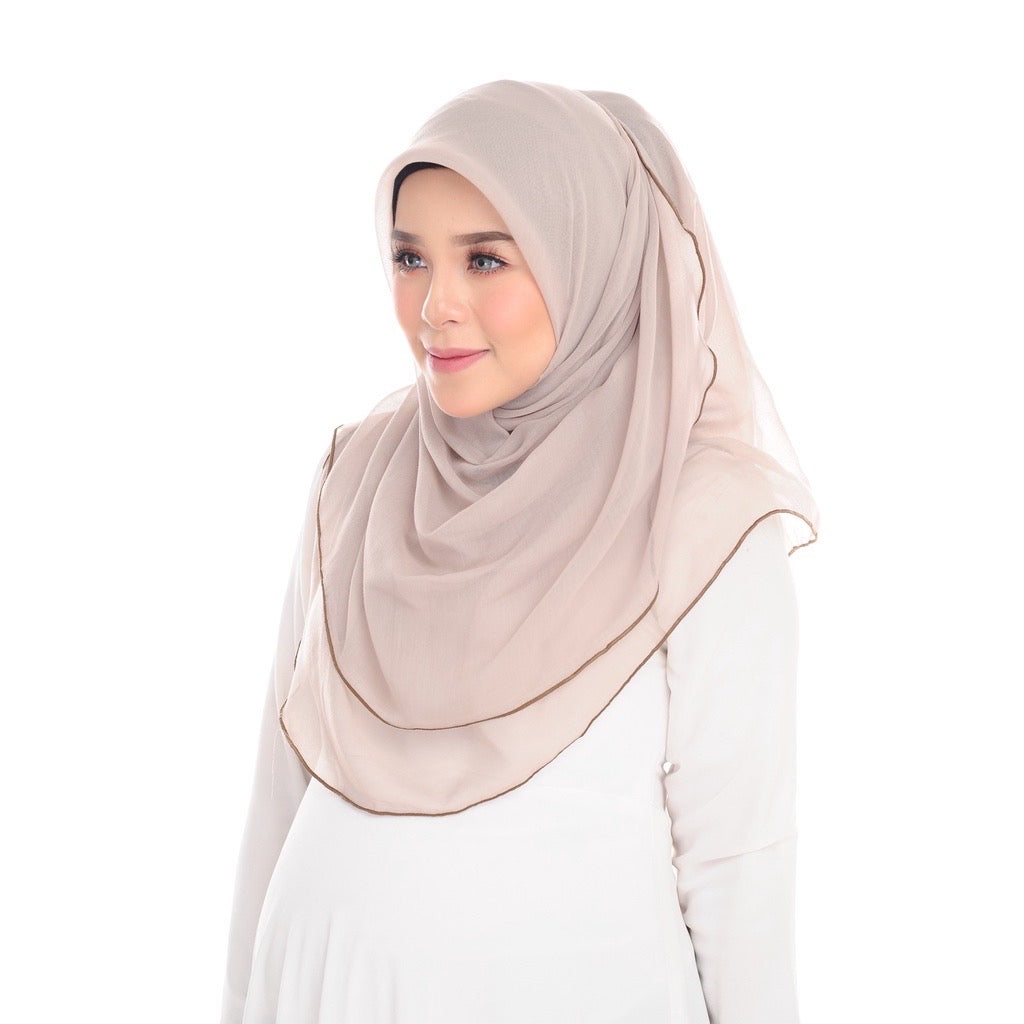 Tudung Bawal Maira Ruffle - Silver Lining