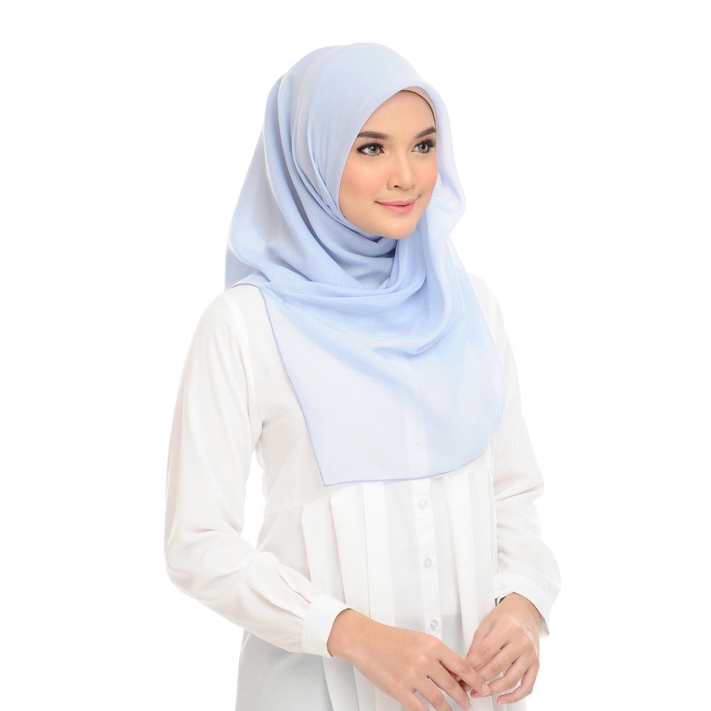 Tudung Bawal Maira Square - Illusion Blue
