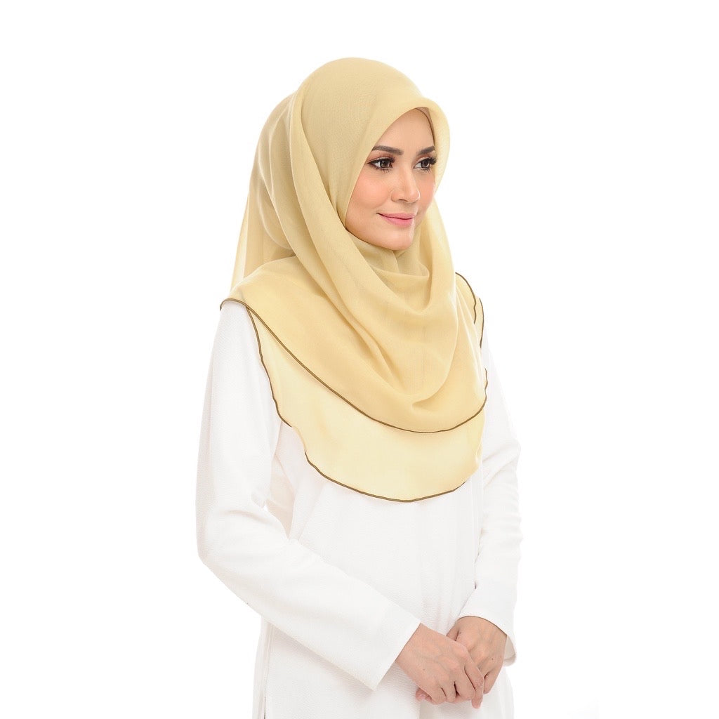 Tudung Bawal Maira Ruffle - Lemongrass