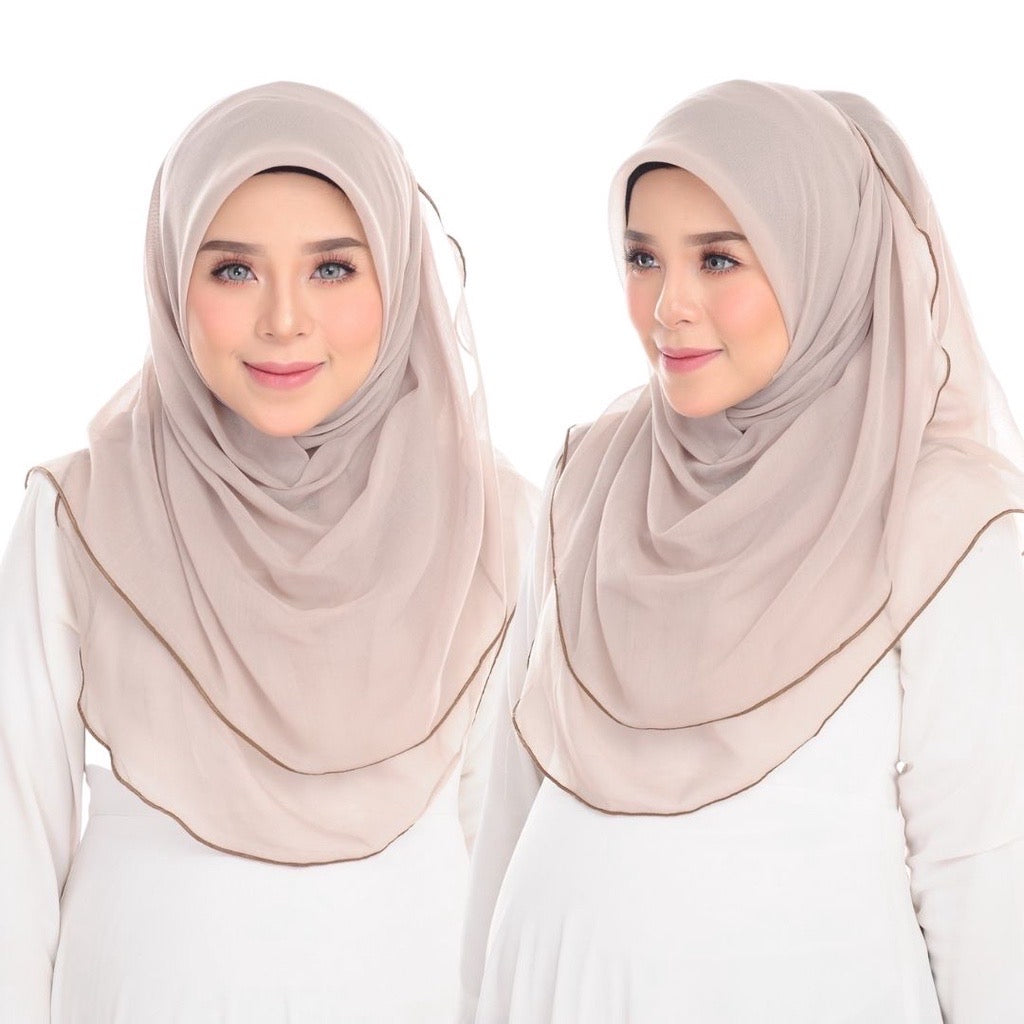 Tudung Bawal Maira Ruffle - Silver Lining