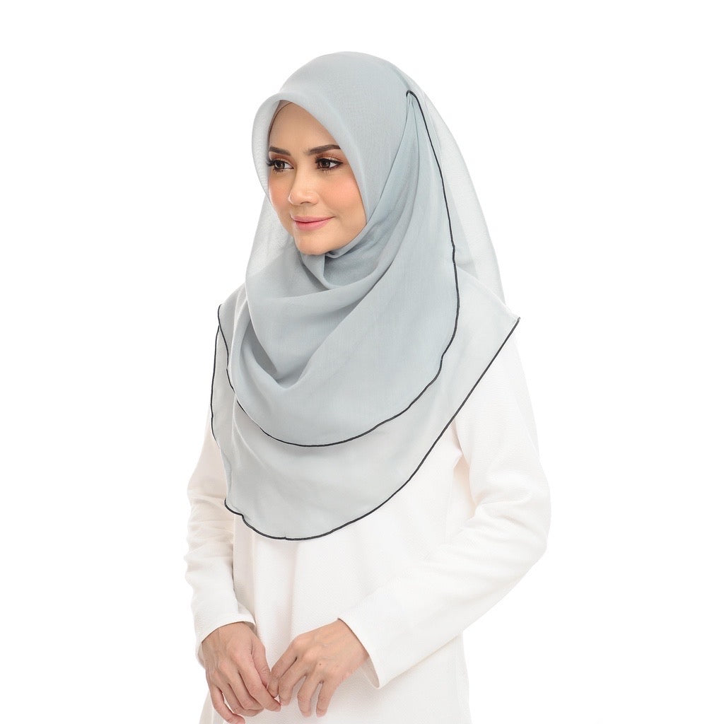 Tudung Bawal Maira Ruffle - Aqua Grey
