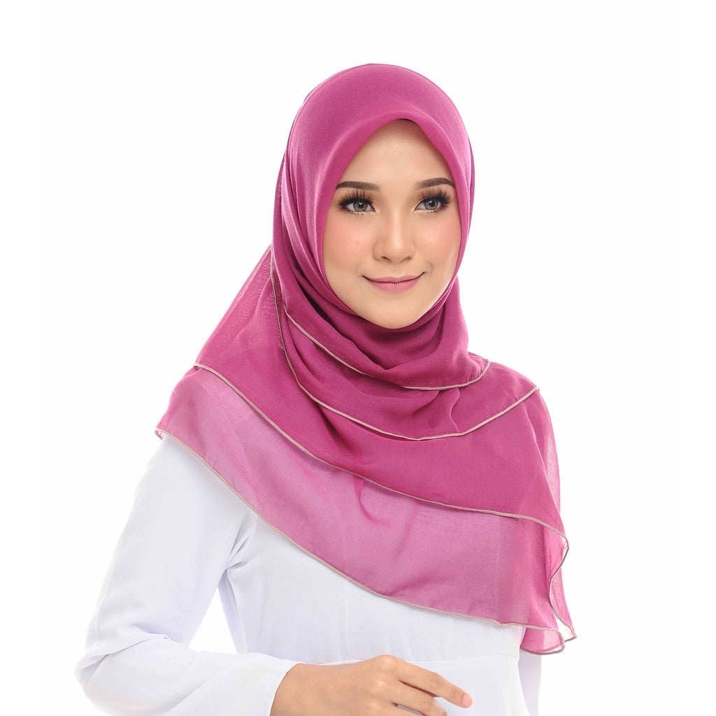 Tudung Bawal Maira Ruffle - Magenta