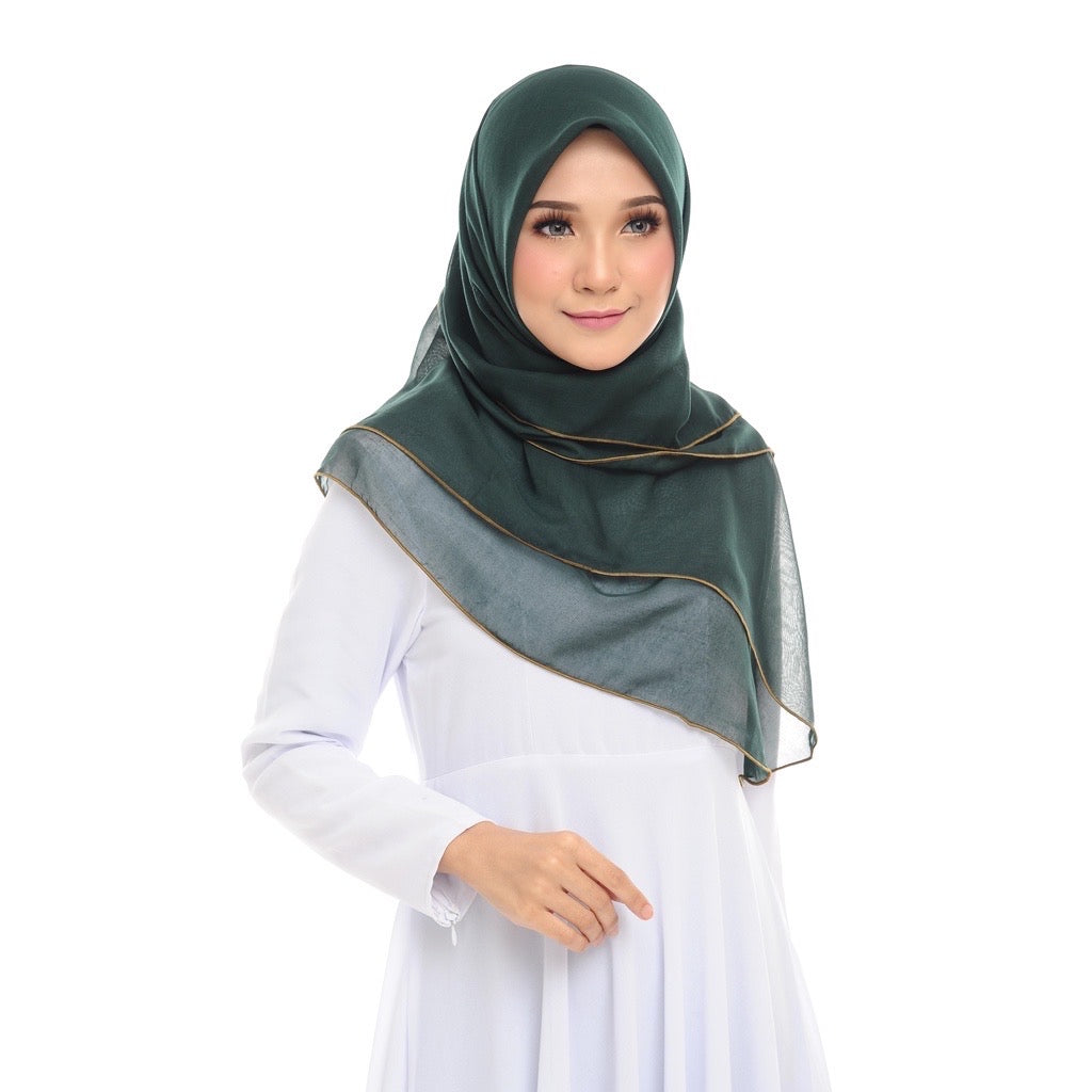 Tudung Bawal Maira Ruffle - Emerald Green