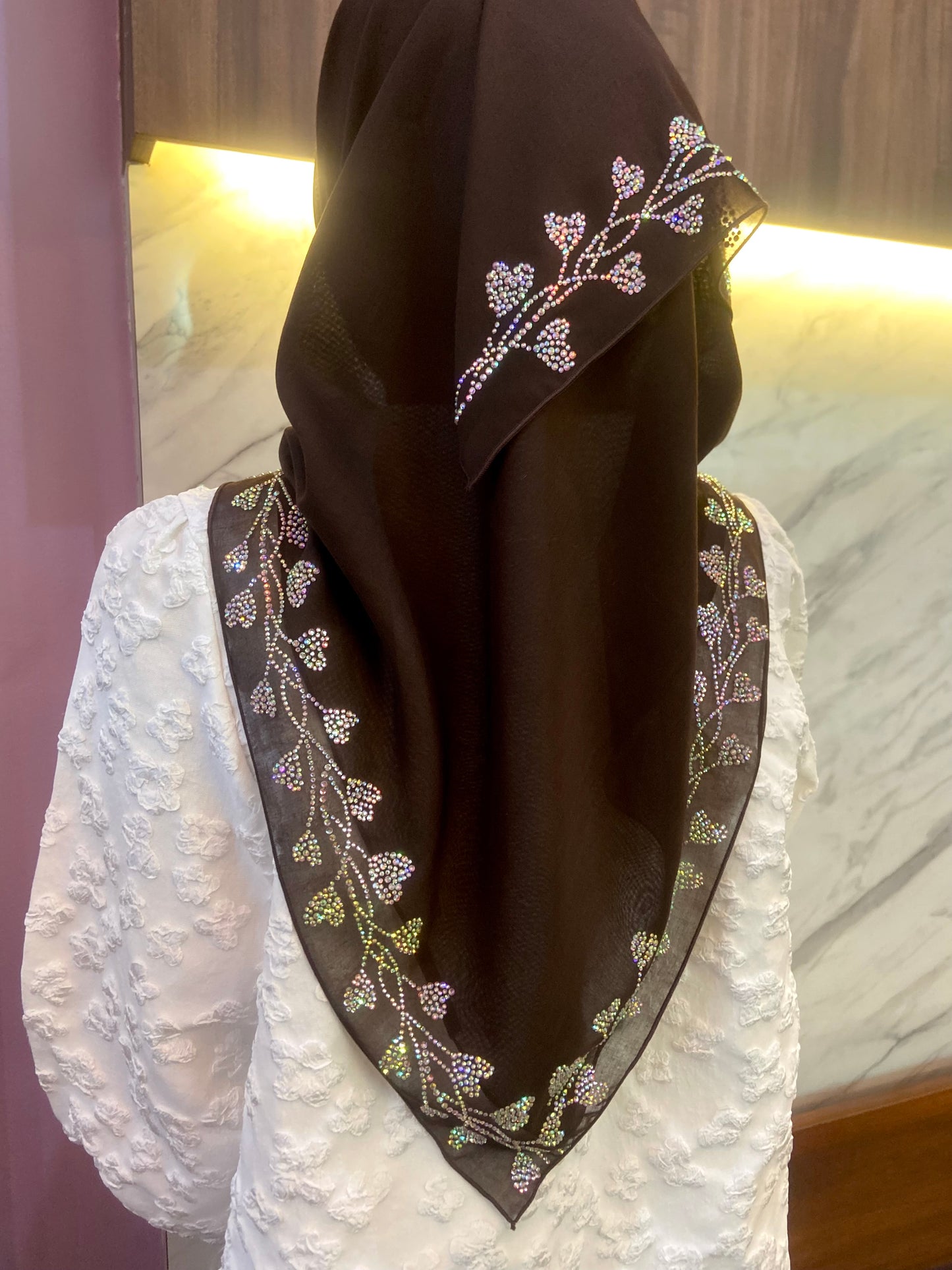 Tudung Bawal Maira Bling - 15 Dark Chocolate