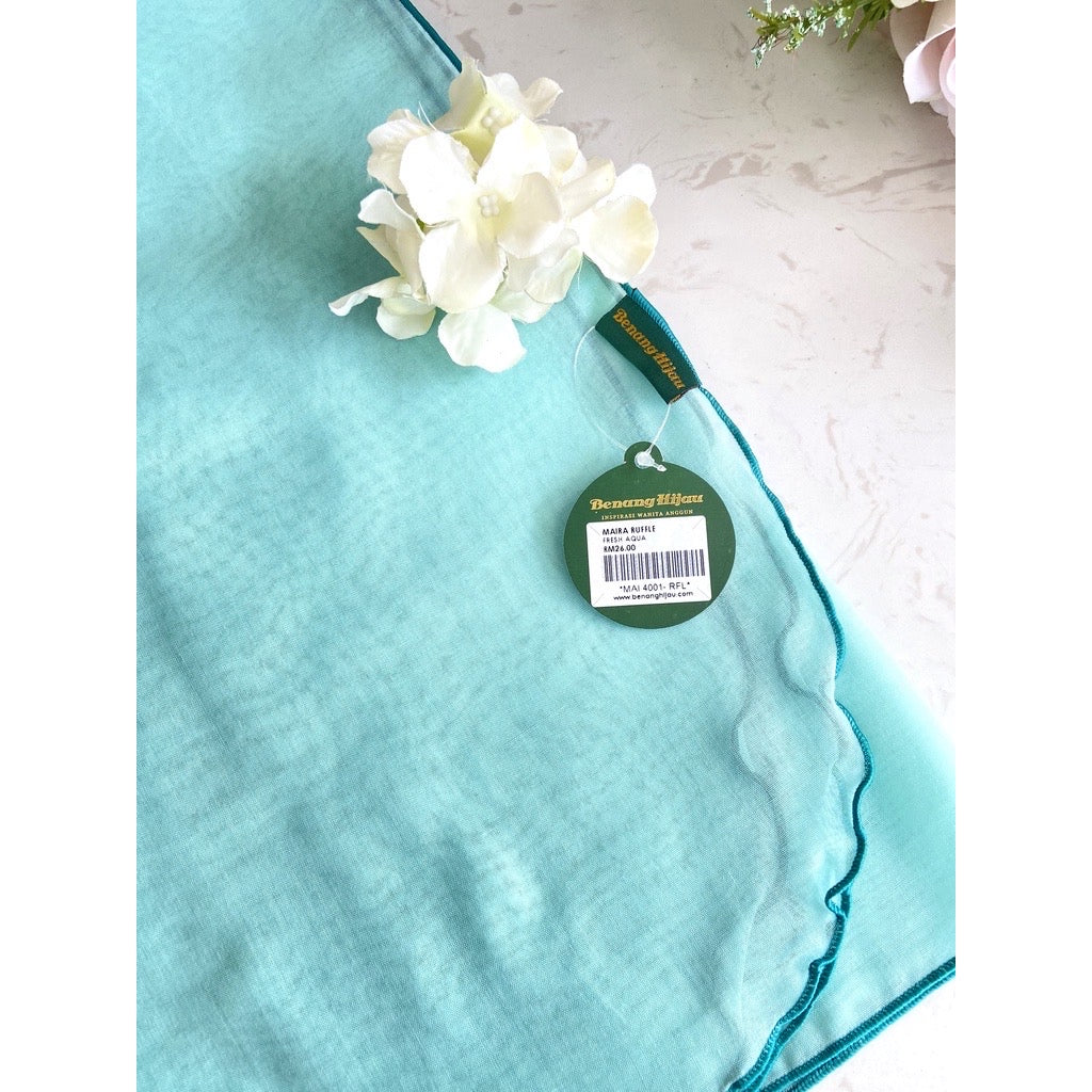 Tudung Bawal Maira Ruffle - Fresh Aqua