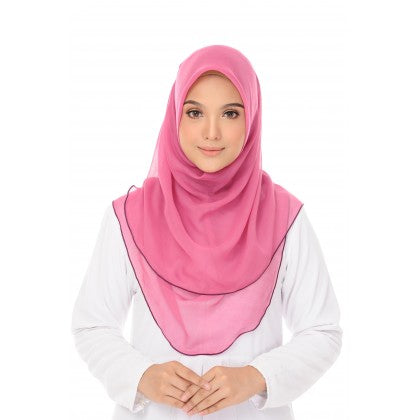 Tudung Bawal Maira Ruffle - Pinky Shades