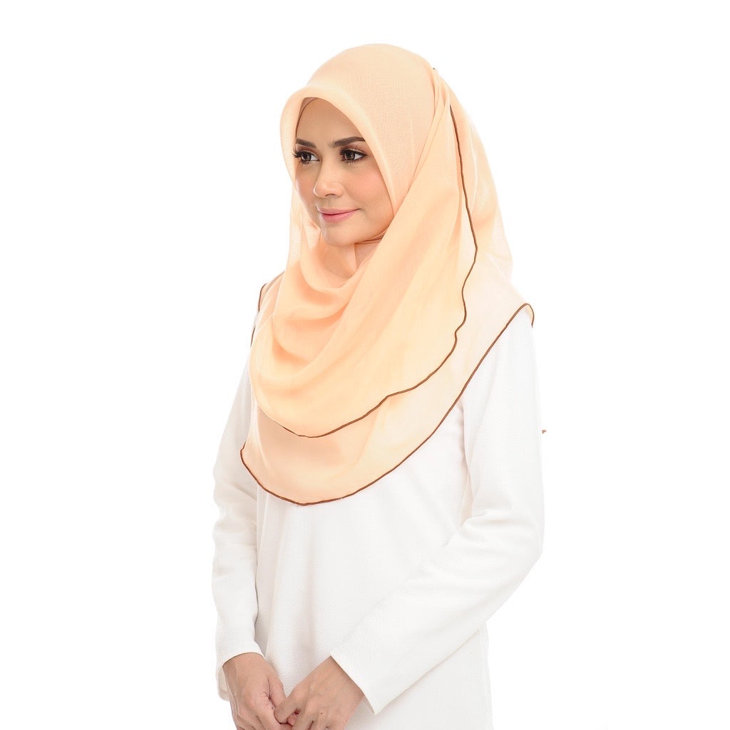 Tudung Bawal Maira Ruffle - Apricot Gelato