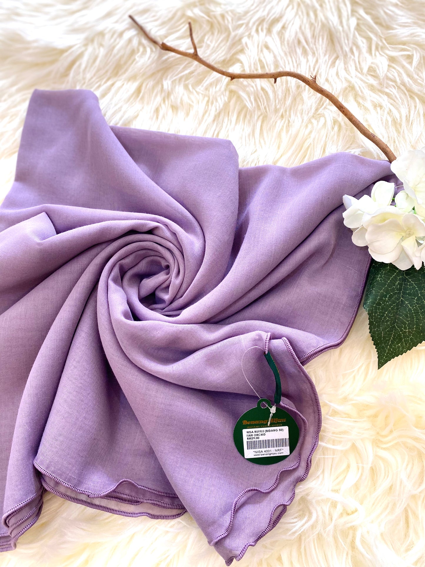 Tudung Bawal Nisa Ruffle - 54 Fair Orchid