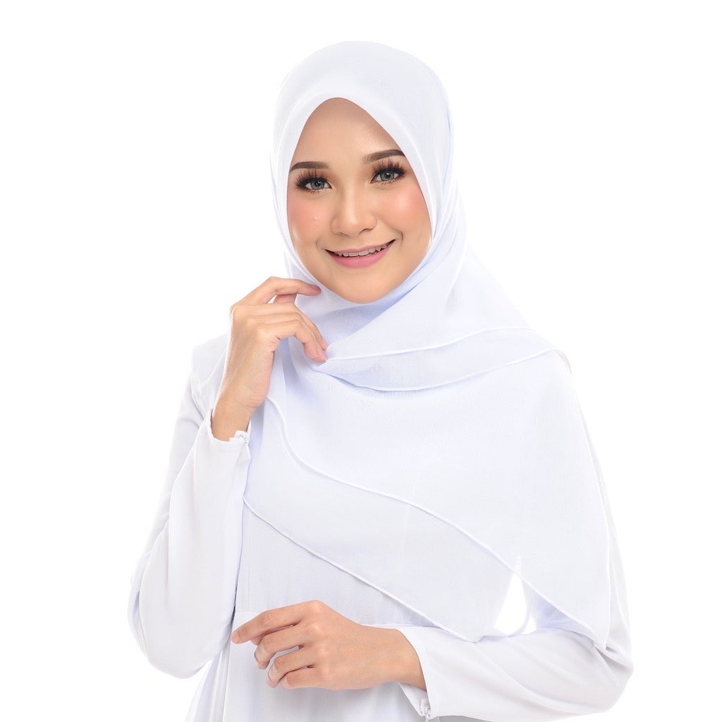 Tudung Bawal Maira Ruffle - White