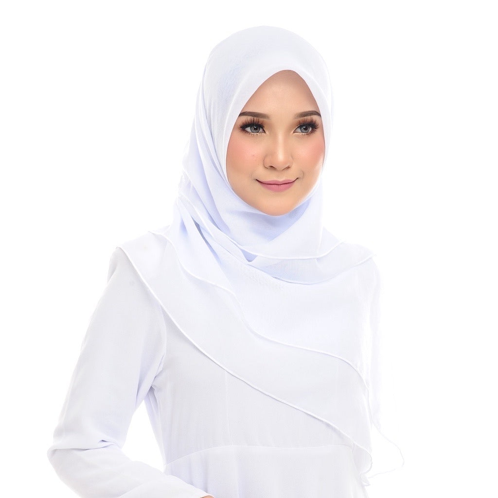 Tudung Bawal Maira Ruffle - White
