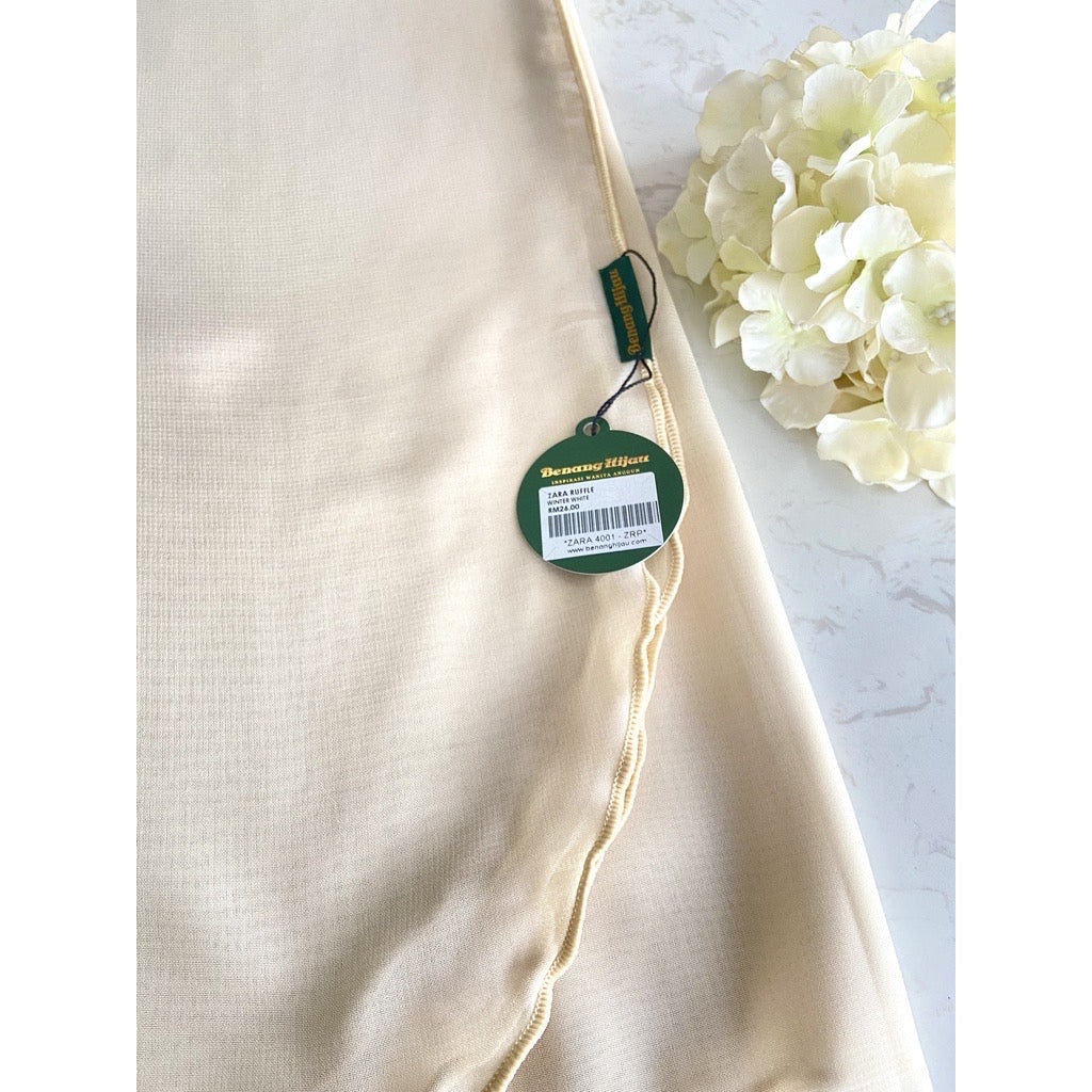 Tudung Bawal Zara Ruffle - 10 Winter White