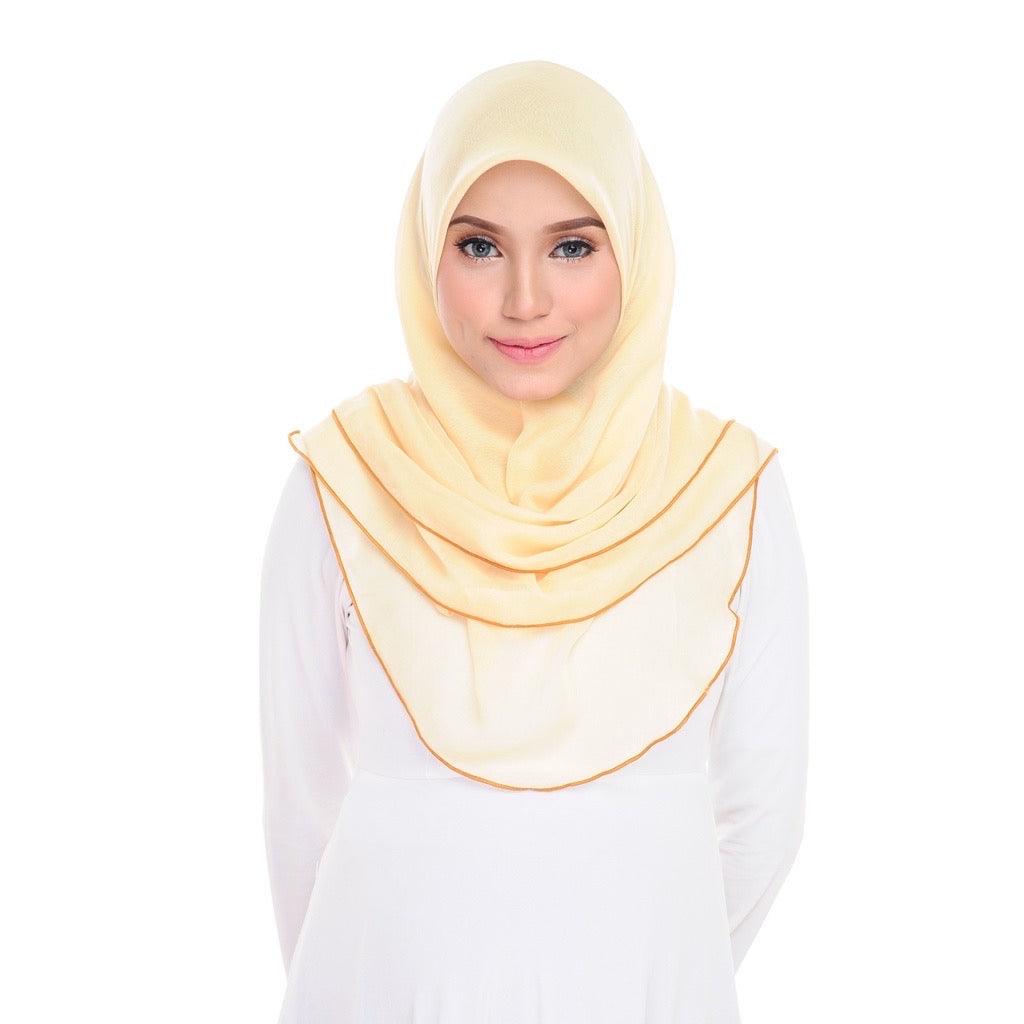 Tudung Bawal Maira Ruffle - French Vanilla II
